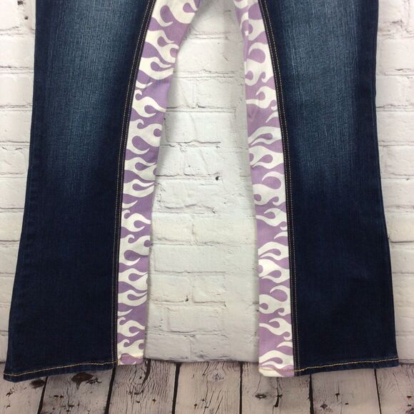 Gravitate Jeans Women’s Size 10X32 Purple Flame Denim Bootcut Motorcycle Festive - Picture 5 of 11